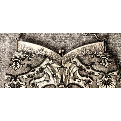 Vintage Renaissance Tapestry Purse Horsemen Raised Pattern Evening Handbag