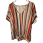Daytrip Women’s Striped Tie‑Front Short Sleeve V‑Neck Top Size XXL