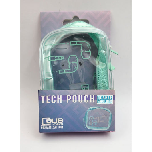 Tech Pouch for Ear Buds, Etc. - Travel Cable Holder - Mint Color
