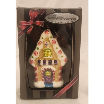 RADKO - 2014 - Celebrations Hand Crafted Glass Ornament - Gingerbread House