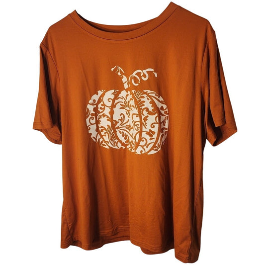 Pumpkin Scroll Graphic T-Shirt Burnt Orange Fall Thanksgiving Tee 1XL