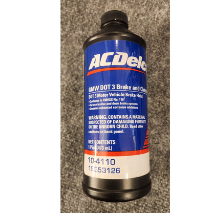 Lot of 5 ACDelco DOT 3 Brake Clutch Fluid 19353126 10-4110 Sealed 1 Pint Each