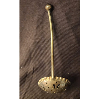 Antique Brass Tea Strainer Sifter Pierced Star Pattern Turn of Century Patina