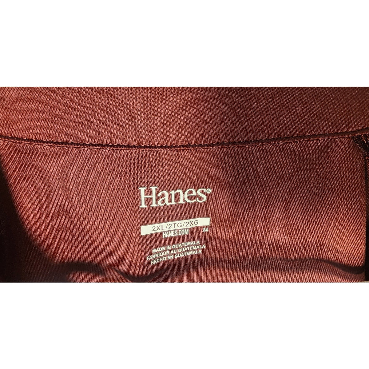 Hanes Mens 2XL Long Sleeve 1/4 Zip Pullover Shirt Maroon Burgundy Athletic