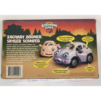 Chevron Cars - Zachery Zoomer & Skyler Scamper- 1999 -Purple Car, Orange Car