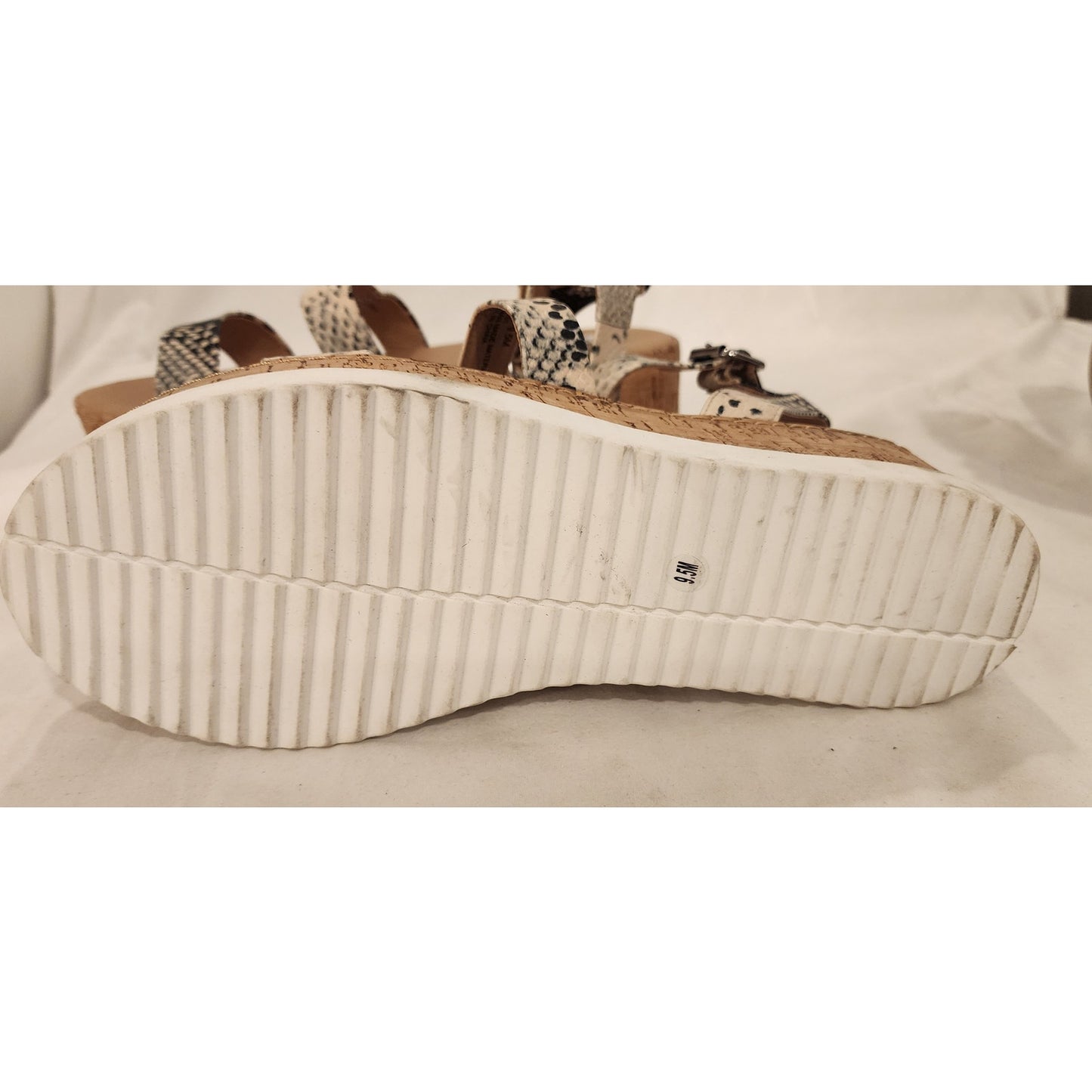 Steve Madden Faithi Snakeskin Platform Sandals Women's Size 9.5 M White