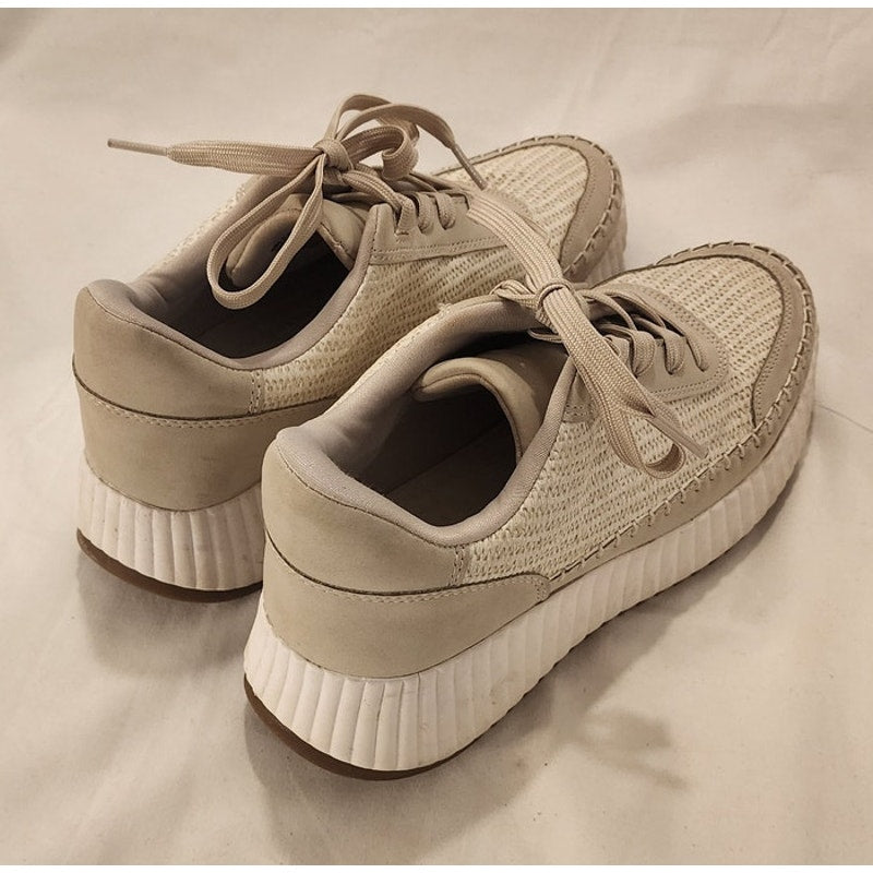 Sonoma Goods For Life Women's Size 9 Natural Woven Knit Platform Sneakers