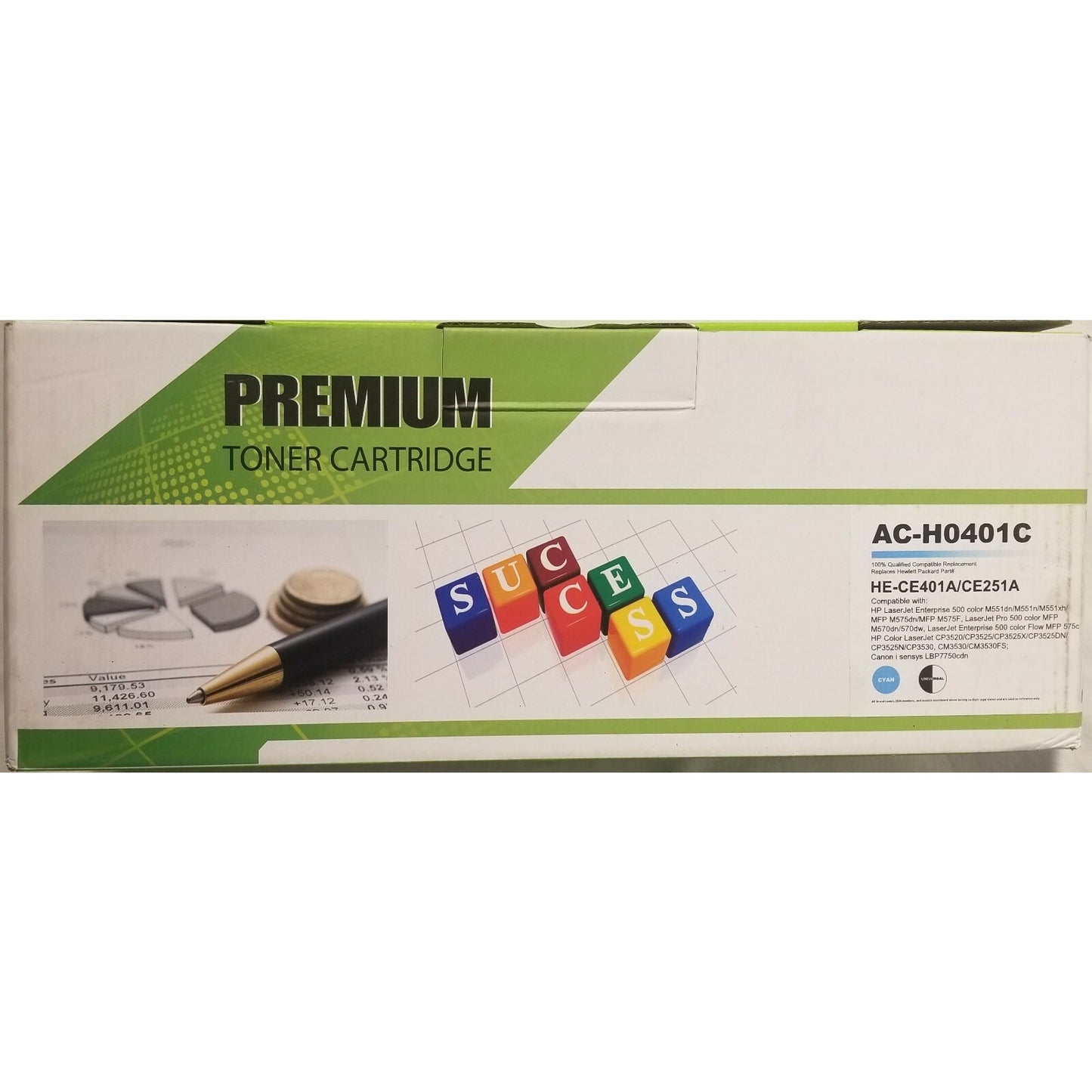 PREMIUM AC-H0401C Compatible Toner Cart. Replaces CE401A and CE251A - CYAN