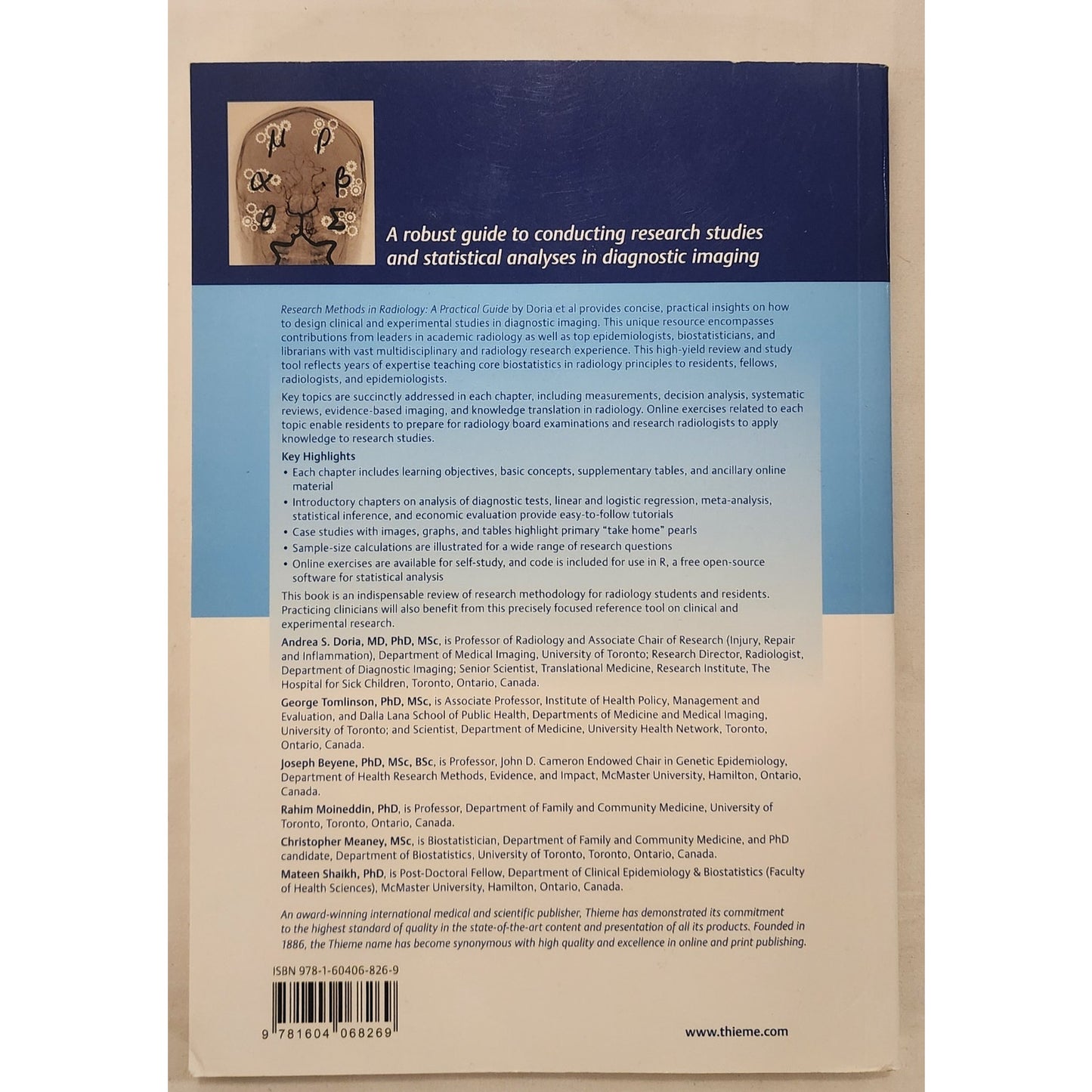 Research Methods in Radiology Softcover 2004 Thieme Kraker Bosma