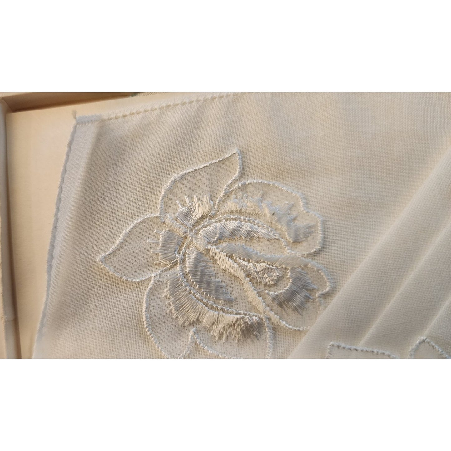 2 Different - Vintage Embroidered Handkerchief Sets - Same Box - All Cotton