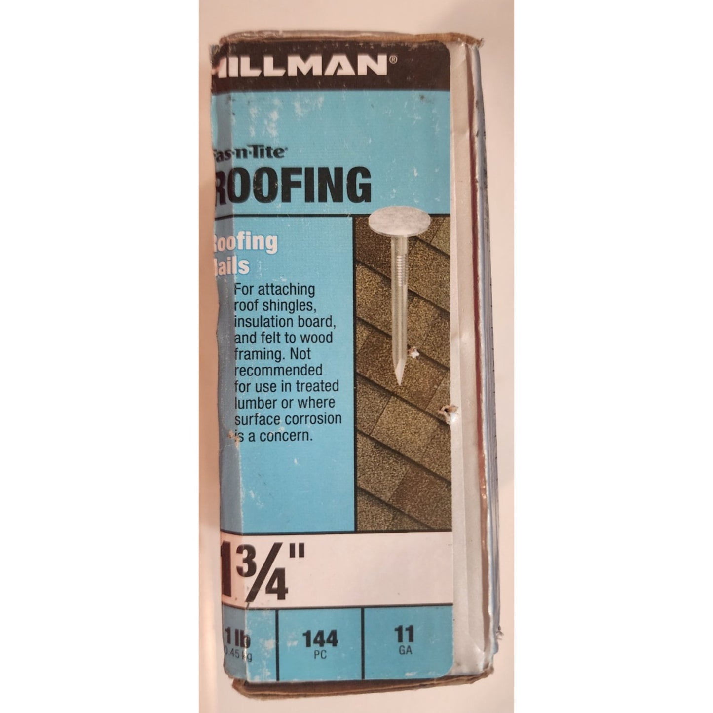 (3)- 1 lb Boxes - Hillman Roofing Nails - Electro Galvanized- 11 Gauge - 1-3/4"