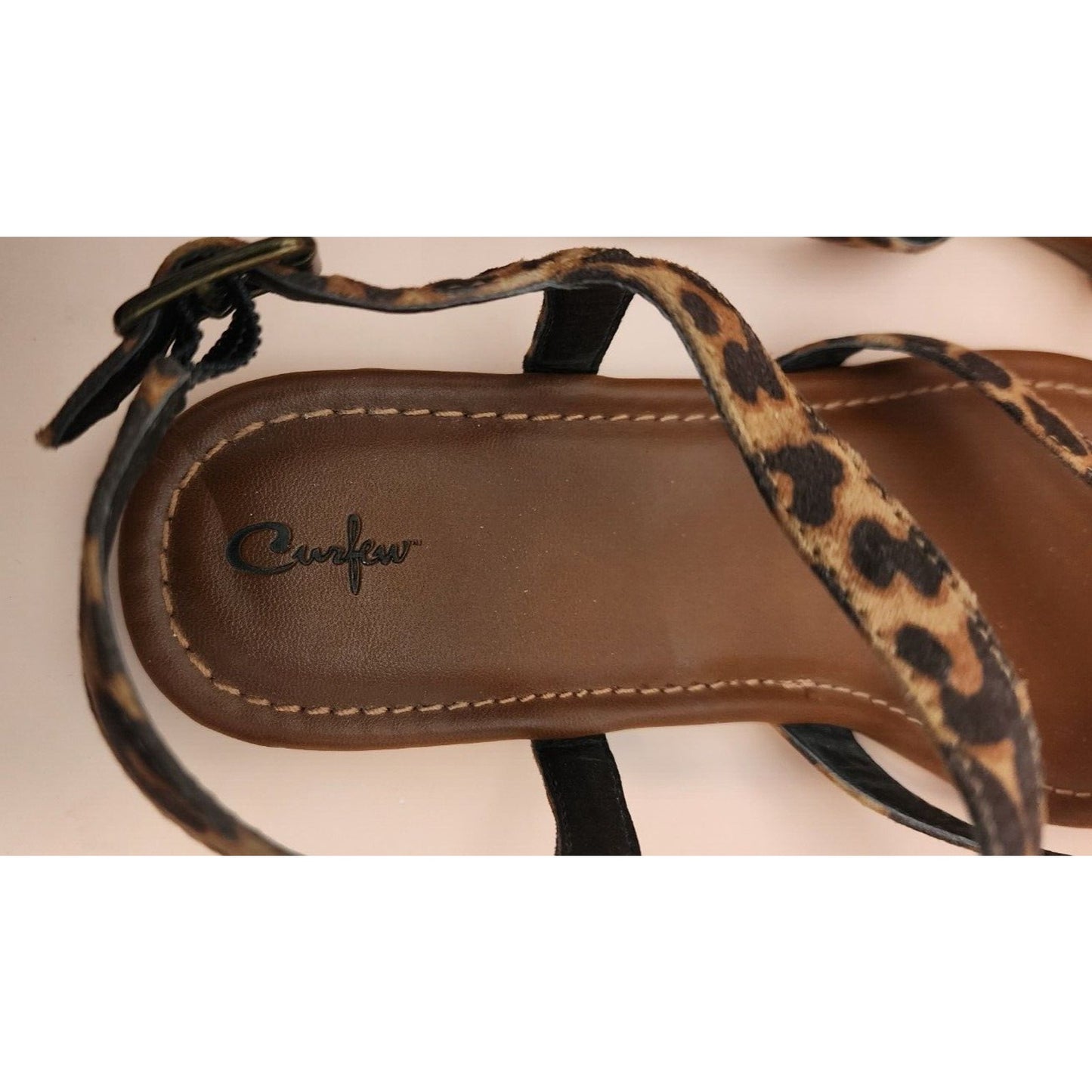 CURFEW - Brown Animal (Cheeta) Print Sandles - CUTE - Size 9 - See Pics.