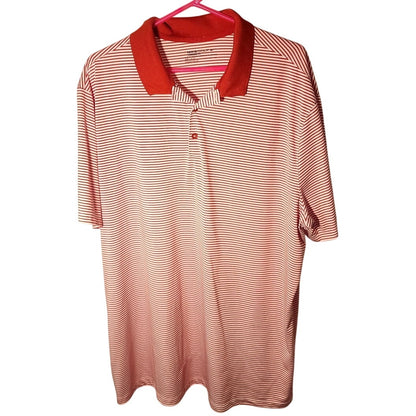 Nike Golf Dri-Fit Mens Striped Polo Shirt XXL Short Sleeve Red White Athletic