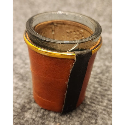 Vintage Leather Wrapped Shot Glass Ecuador Souvenir Barware