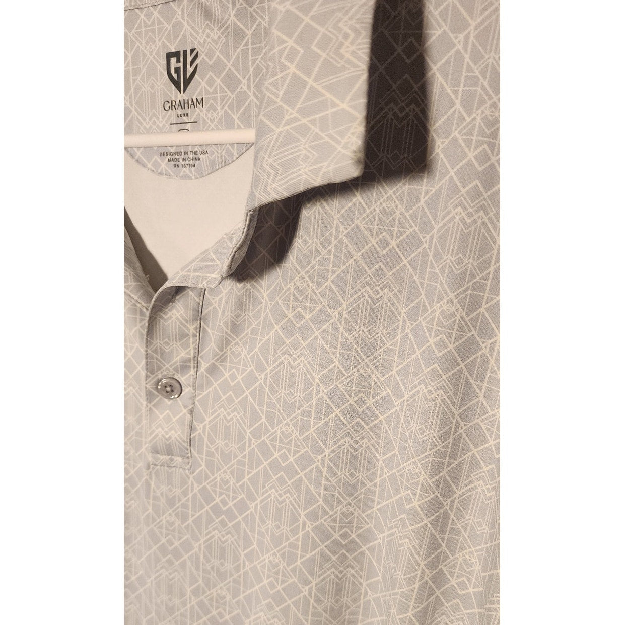 Graham Luxe Mens 2XL Gray White Short Sleeve Golf Polo Shirt Performance