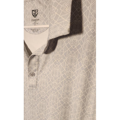 Graham Luxe Mens 2XL Gray White Short Sleeve Golf Polo Shirt Performance