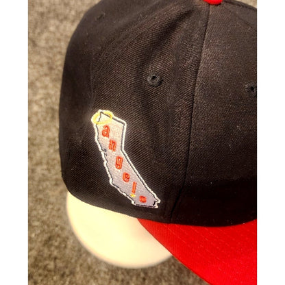 New Era 59FIFTY LA Angels Fitted Hat Size 8 Black Red Cap MLB Baseball