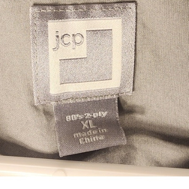 Vintage 80s JCPenney Mens XL Gray Button Down Dress Shirt Long Sleeve 2-Ply