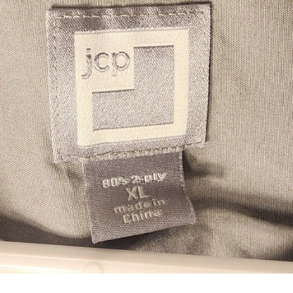 Vintage 80s JCPenney Mens XL Gray Button Down Dress Shirt Long Sleeve 2-Ply