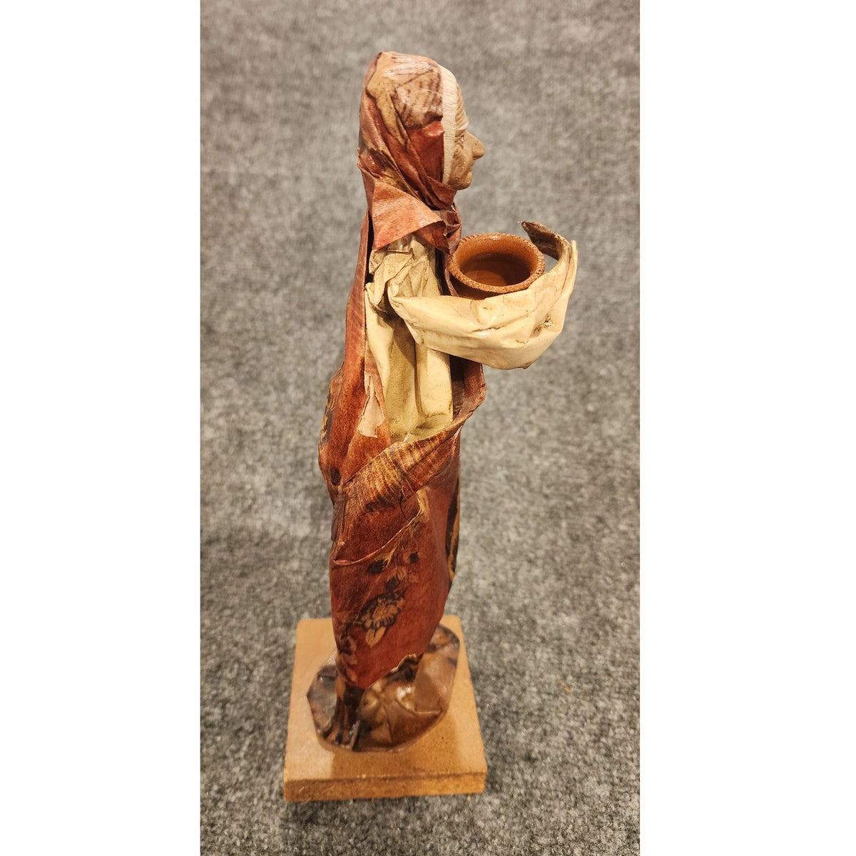 Vintage Handmade Mexican Folk Art Paper Mache Woman Pottery Jug Figurine 12"