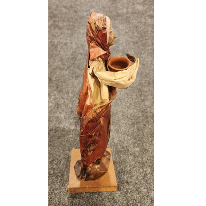 Vintage Handmade Mexican Folk Art Paper Mache Woman Pottery Jug Figurine 12"