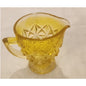 Yellow Pressed Glass Creamer Diamond Pattern –Vintage Small Pitcher - 3.75" Tall