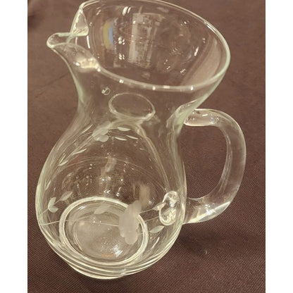 Princess House Heritage Etched Crystal Small Pitcher 6.75" Unattached Handle