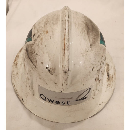 Vintage Qwest US West Lineman Hard Hat Authentic MSA V-Gard Telephone Helmet