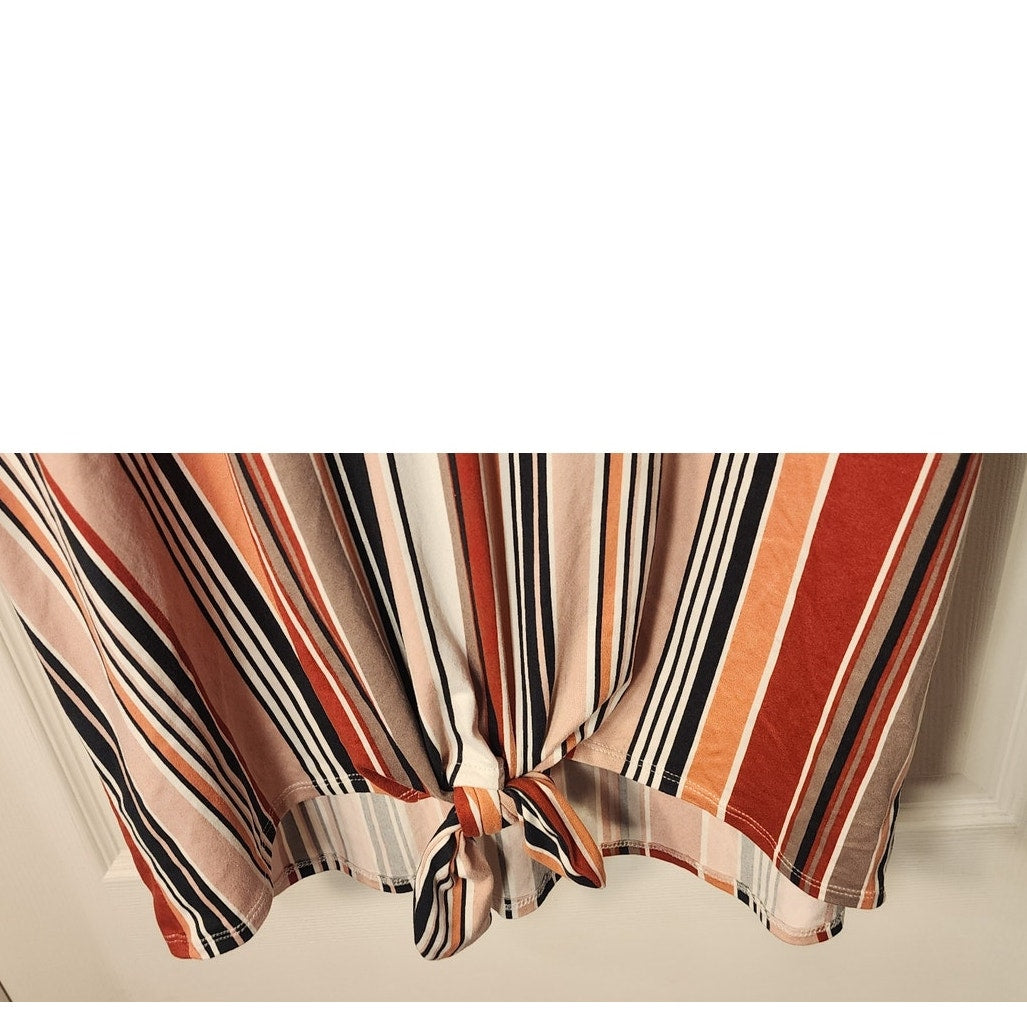 Daytrip Women’s Striped Tie‑Front Short Sleeve V‑Neck Top Size XXL