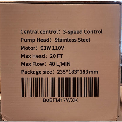ZeroPone Hot Water Recirculating Pump 93W 110V 3 Speed Max Head 20FT 40L/Min New