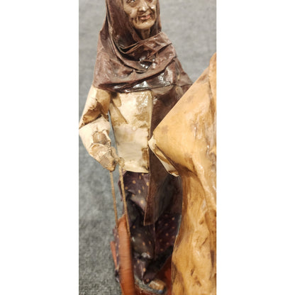 Vintage Handmade Mexican Folk Art Paper Mache Double Figurine Wiggle 13"