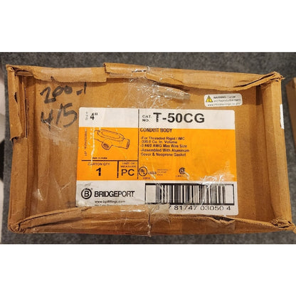 Bridgeport T-50CG 4 in. Conduit Body Aluminum Cover Neoprene Gasket Kit Open Box