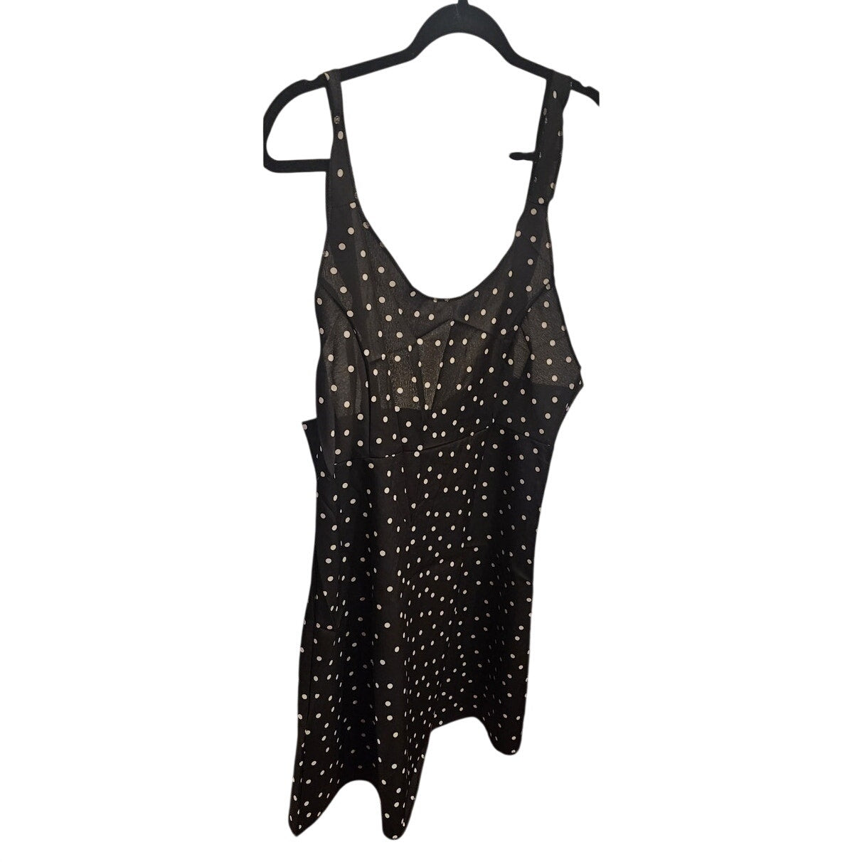 Vintage Style Black & White Polka Dot Fit & Flare Dress - Size XL