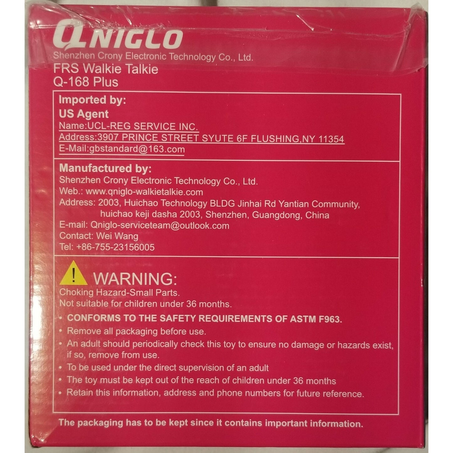 Qniglo Kids - FRS Walkie Talkies - 22 Channel - Ages 3+ - One Blue/One Yellow