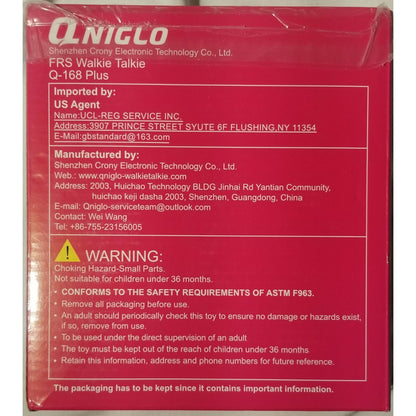 Qniglo Kids - FRS Walkie Talkies - 22 Channel - Ages 3+ - One Blue/One Yellow