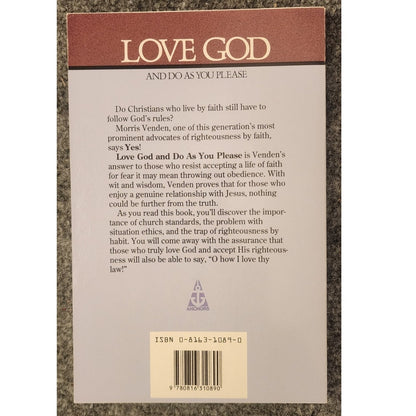 ove God and Do as You Please Morris Venden Paperback Christian Book 0816310890