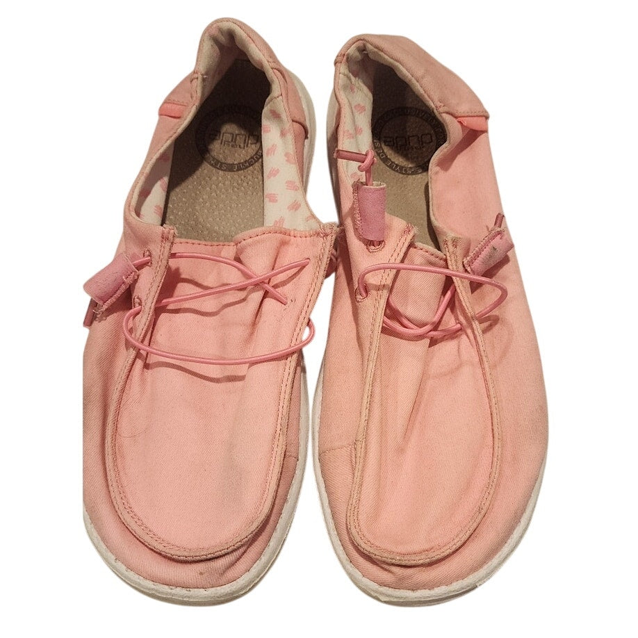 Hey Dude Womens Size 9 Wendy Pink Canvas Slip On Loafers Casual Shoes Sneakers