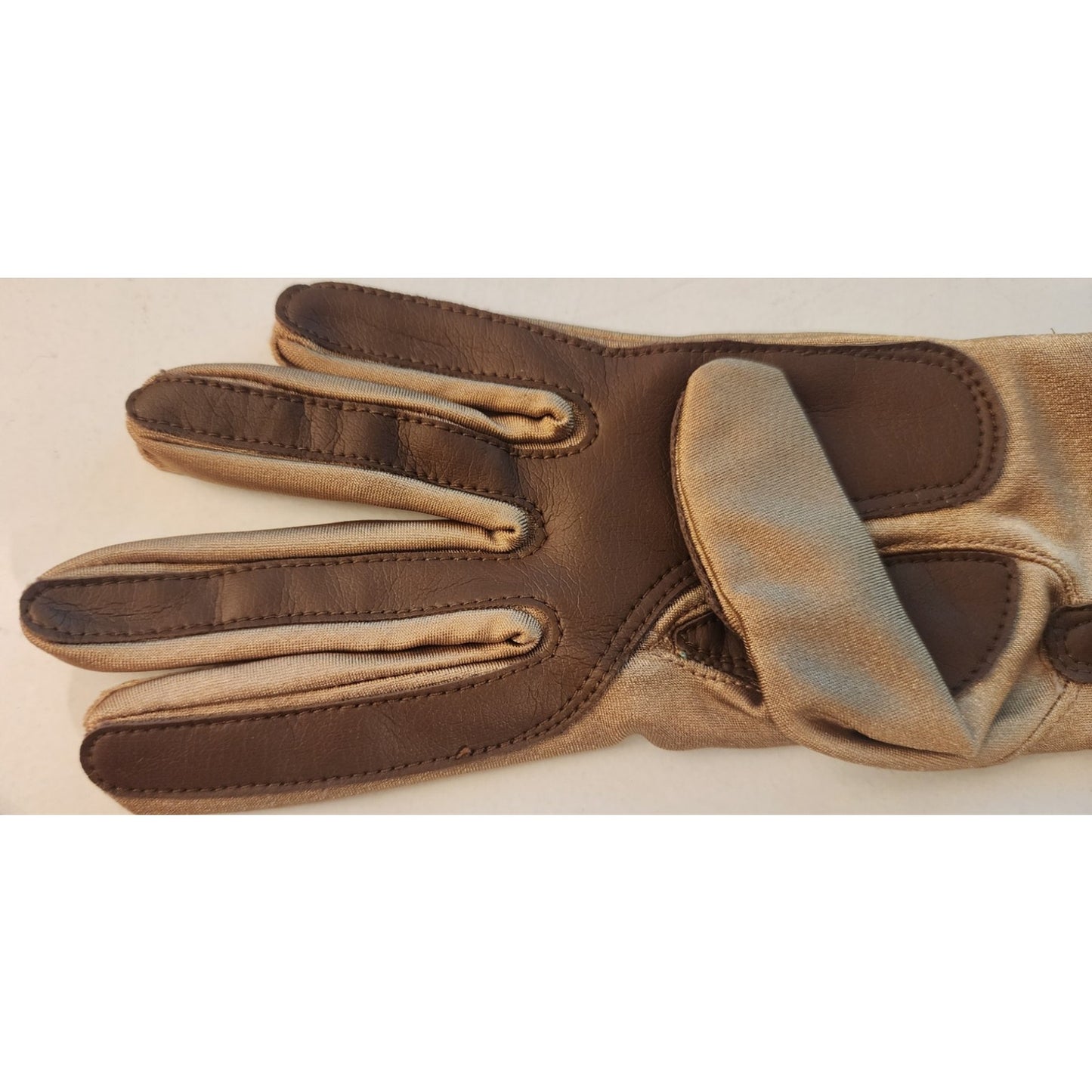 Vintage - Women's - Goldish Tan/Brown Driving Gloves - One Size - Nylon/Spandex