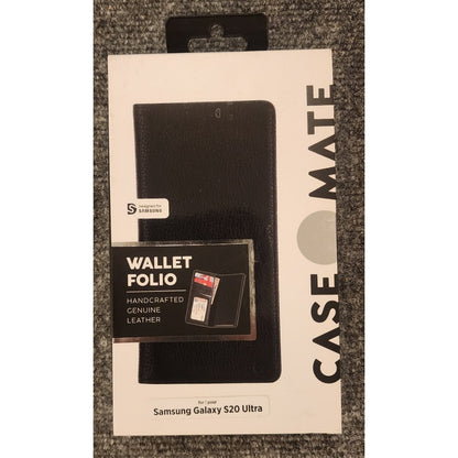 Case-Mate Genuine Leather Wallet Folio Case Samsung Galaxy S20 Ultra 5G Black