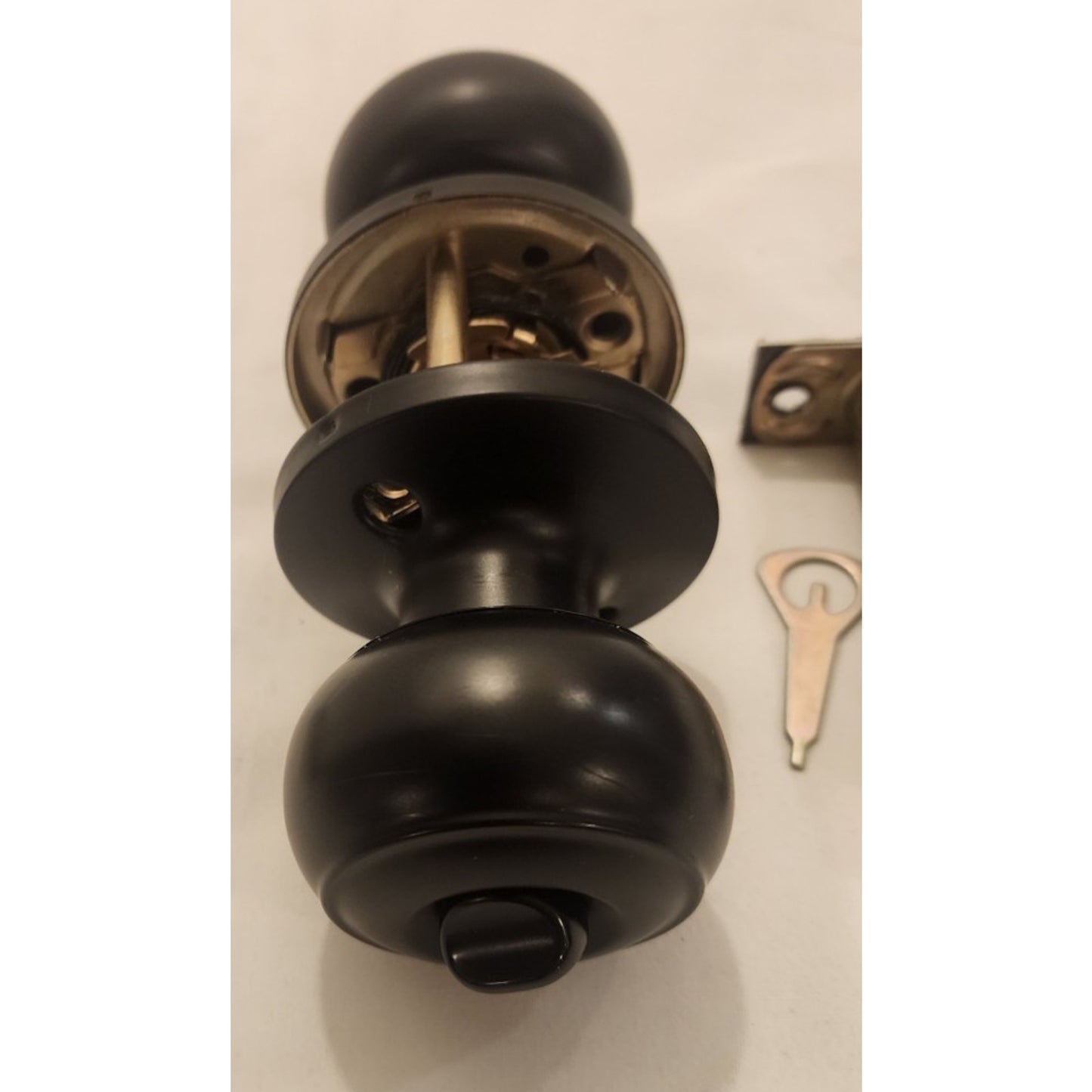 Door Knob w/Lock and Key, Matte Black - Bathroom, Bedroom, Etc. - W/Instructions