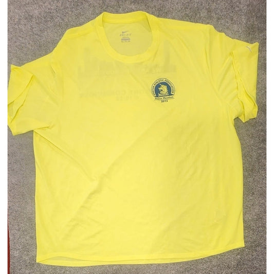 Adidas 2013 Boston Marathon 117th Runner Shirt - Yellow w/Blue logo - Men XXL