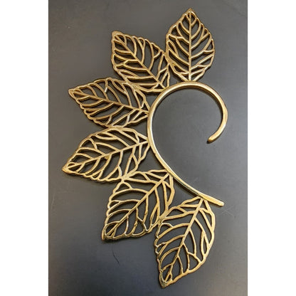 Leaf Ear Cuffs -Brass, Gold Plated - Wrap Ear Cuffs - 2 total