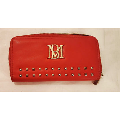 Badgley Mischka Orange Studded Vegan Leather Wallet and Crossbody Bag Set