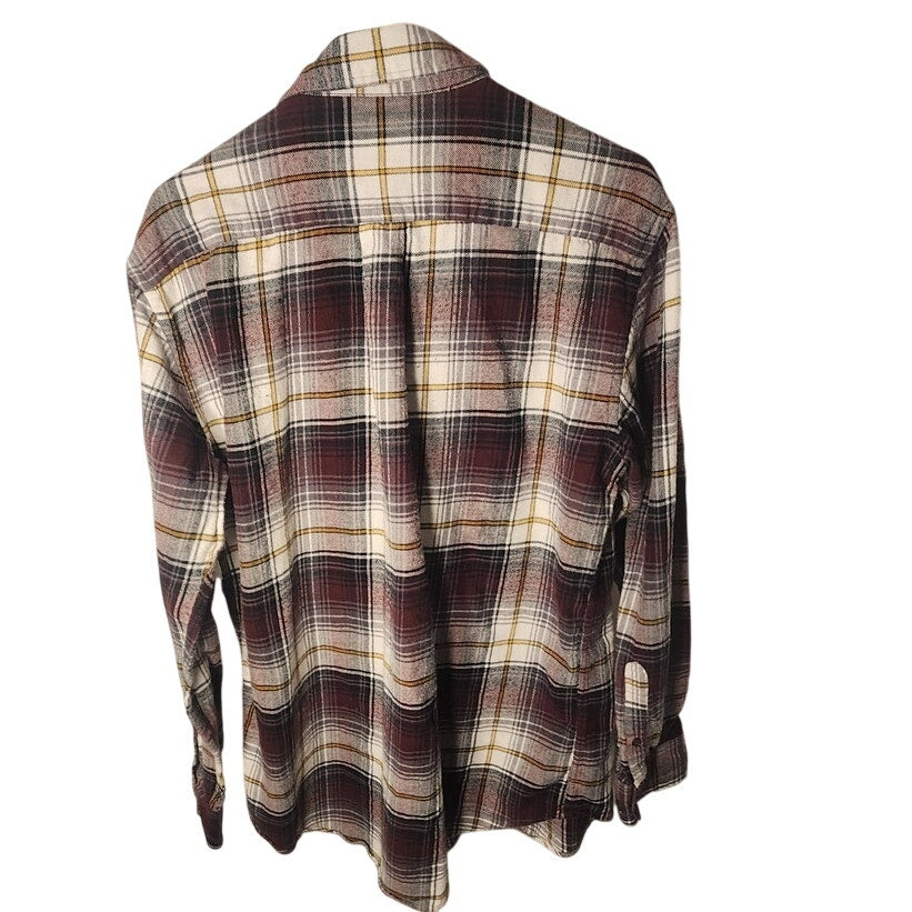 Croft & Barrow Mens Large Long Sleeve Flannel Button Down Shirt Plaid Casual