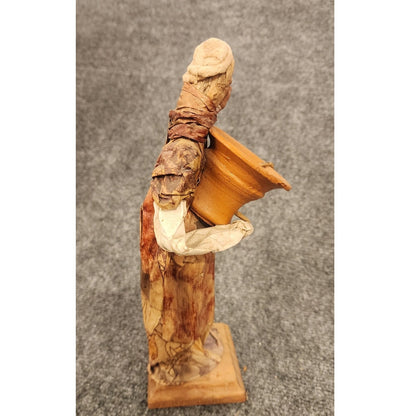 Vintage Handmade Mexican Folk Art Paper Mache Worker Perforated Pot Figurine 11"