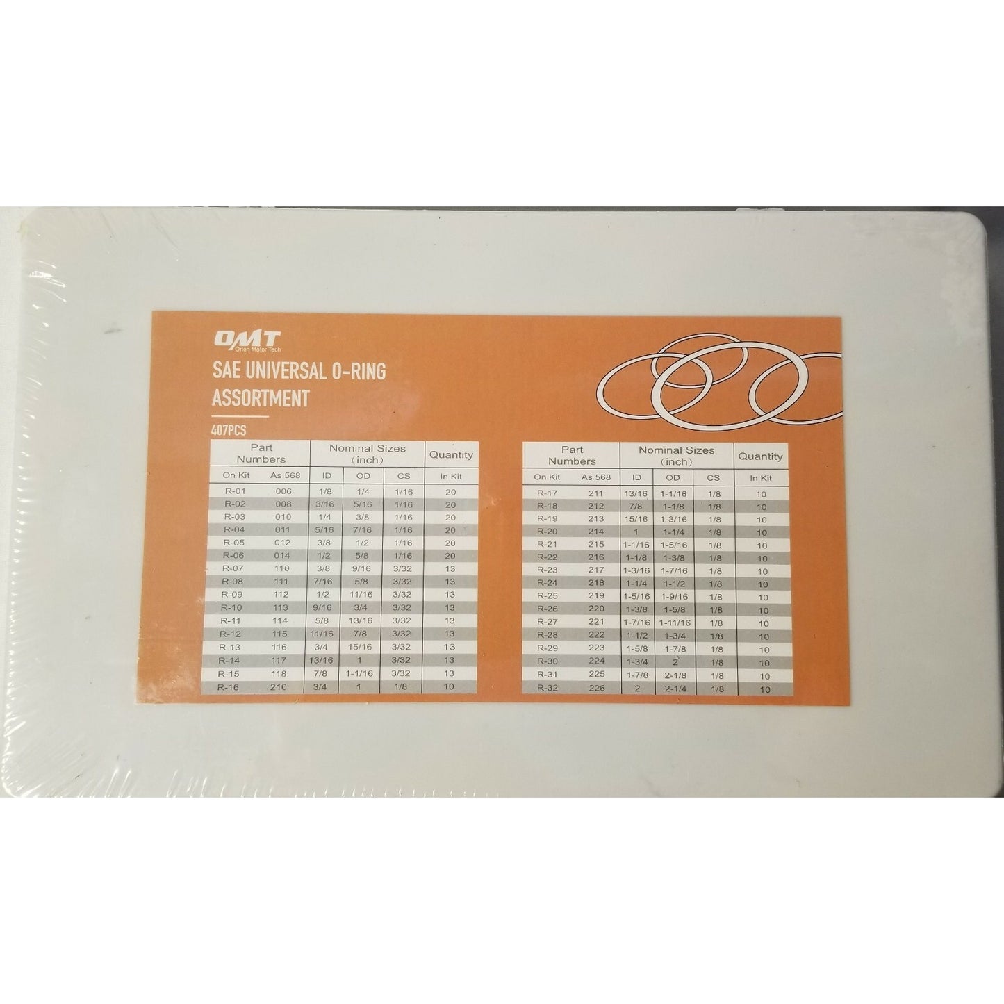 Set of - OMT 826pc Universal Assorted O Ring Kit in 32 Sizes-SAE and METRIC -NEW