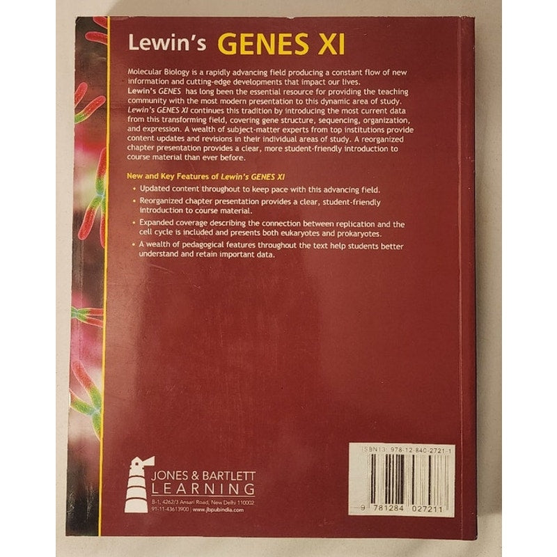 Lewin’s GENES XI – Molecular Biology Textbook – Good Condition