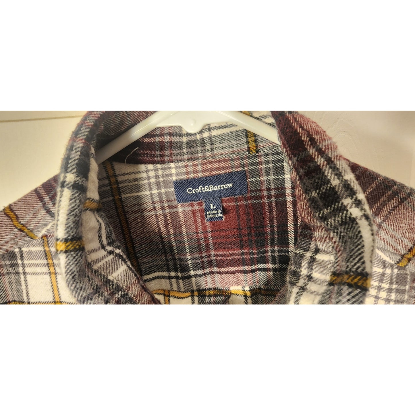 Croft & Barrow Mens Large Long Sleeve Flannel Button Down Shirt Plaid Casual