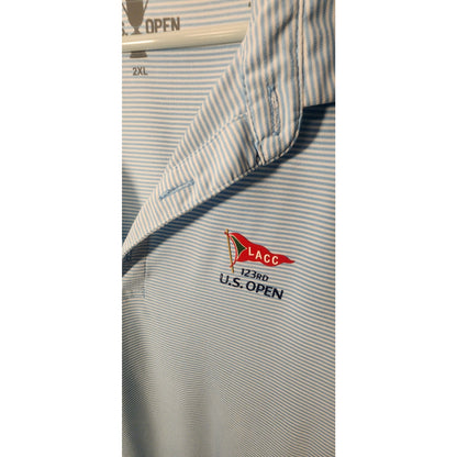 LACC 123rd US Open Mens 2XL Light Blue Pinstripe Golf Polo Shirt Los Angeles