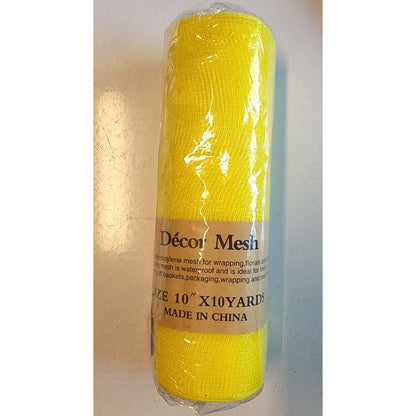YELLOW - 10" x 10 YDS - Decor Mesh - Ribbon For Decorations - Mesh Roll